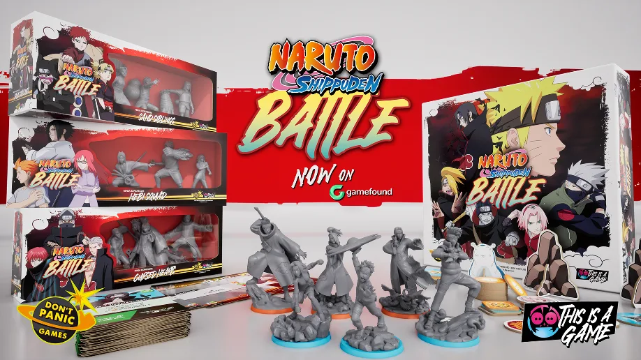 Pudełko podstawowe, figurki i trzy dodatki z drużynami Naruto Shippuden Battle