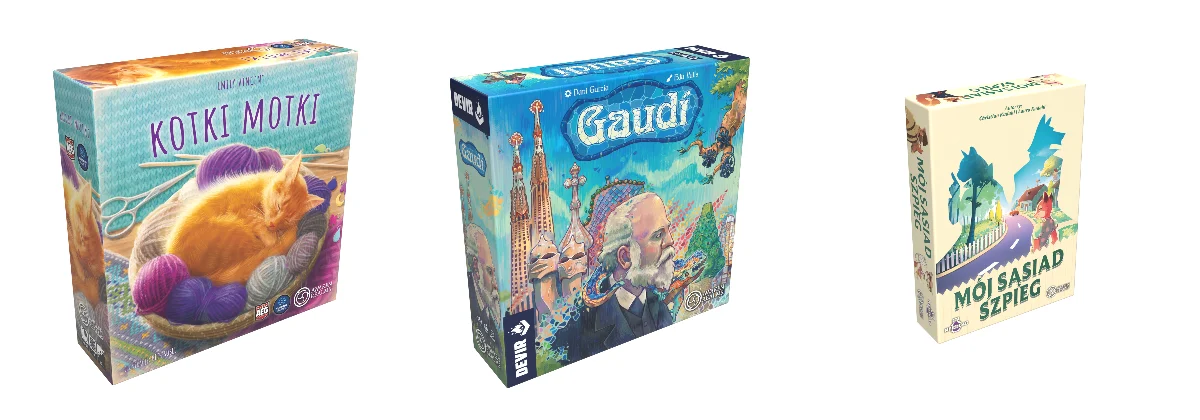 Pudełka gier Kotki motki, Gaudí i Mój sąsiad szpieg