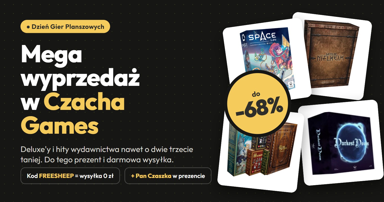 Mega wyprzedaż w Czacha Games: deluxe do -68%, Pan Czaszka gratis i kod FREESHEEP